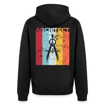 Architekt - Unisex Premium Bio Zip Hoodie - Schwarz - Hinten - Nico (187cm)