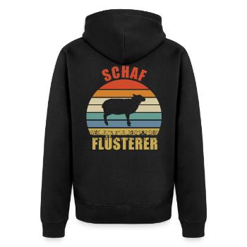 Schaf Flüsterer - Unisex Premium Bio Zip Hoodie - Schwarz - Hinten - Nico (187cm)