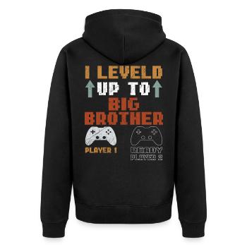 Big Brother Gamer Console Gift - Unisex Premium Organic Zip Hoodie - black - Back - Nico (187cm)