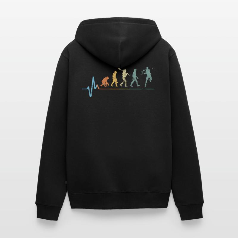 Tennis Evolution Herzschlag Vintage Retro Puls Unisex Premium Bio Zip Hoodie