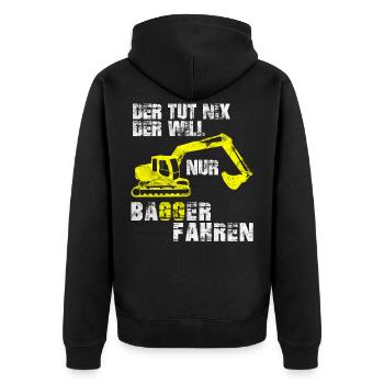 Cooles Bagger Fahren Baggerführer Bauarbeiter Bauh - Unisex Premium Bio Zip Hoodie - Schwarz - Hinten - Nico (187cm)