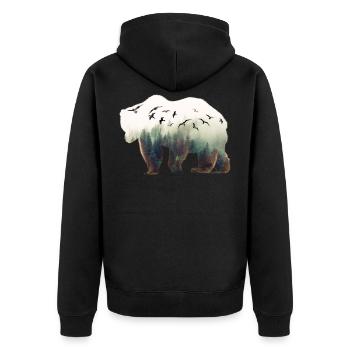 Naturbär - Unisex Premium Bio Zip Hoodie - Schwarz - Hinten - Nico (187cm)