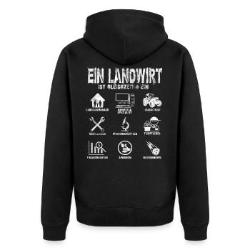 Ein Landwirt Ist Gleichzeitig Landwirtschaft Bauer - Unisex Premium Bio Zip Hoodie - Schwarz - Hinten - Nico (187cm)