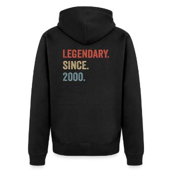 Legendary since 2000 - Unisex Premium Organic Zip Hoodie - black - Back - Nico (187cm)