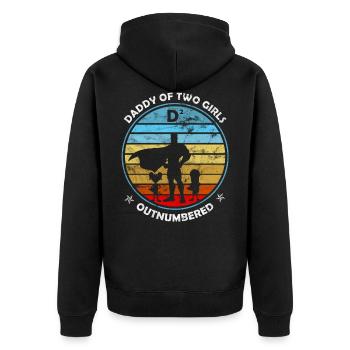 Vatertags Geschenk Daddy von zwei Mädchen - Unisex Premium Bio Zip Hoodie - Schwarz - Hinten - Nico (187cm)