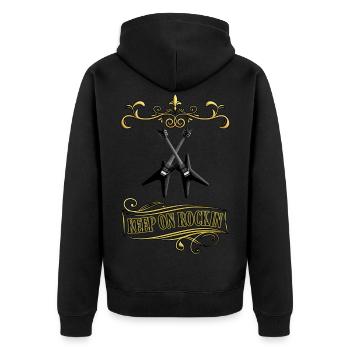 Electric Guitar Electric Guitar Keep On Rockin Music - Unisex Premium Organic Zip Hoodie - black - Back - Nico (187cm)