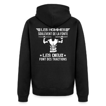 Street workout calisthenics traction original - Veste à capuche bio Premium Unisexe - noir - Dos - Nico (187cm)