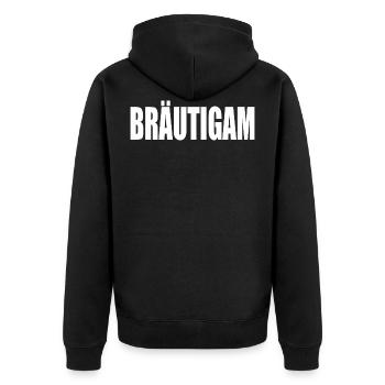 Bräutigam - Unisex Premium Bio Zip Hoodie - Schwarz - Hinten - Nico (187cm)