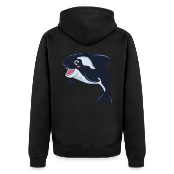 Orca Wal - Unisex Premium Bio Zip Hoodie - Schwarz - Hinten - Nico (187cm)