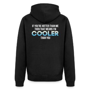 heiß und kalt - Unisex Premium Bio Zip Hoodie - Schwarz - Hinten - Nico (187cm)