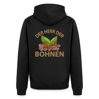 Der Herr der Bohnen - Unisex Premium Bio Zip Hoodie - Schwarz - Hinten - Nico (187cm)