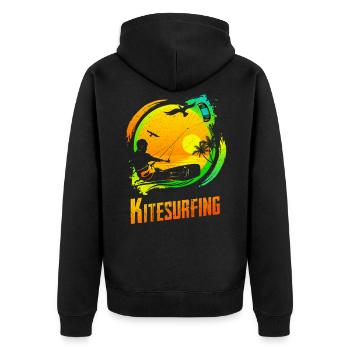 Vintage KITE Surfer Kiting Kiteboarding Retro Kites - Unisex Premium Organic Zip Hoodie - black - Back - Nico (187cm)
