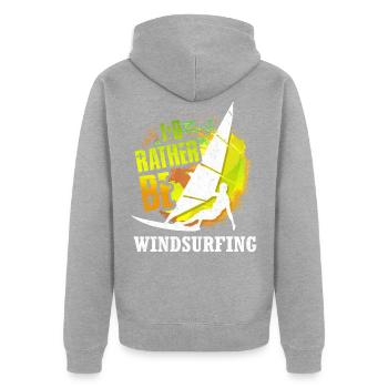 Windsurfing Retro Windsurf Water Sports Surf Vintage - Unisex Premium Organic Zip Hoodie - heather grey - Back - Nico (187cm)