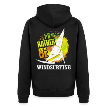 Windsurfen Retro Windsurf Wassersport Surf Vintage - Unisex Premium Bio Zip Hoodie - Schwarz - Hinten - Nico (187cm)
