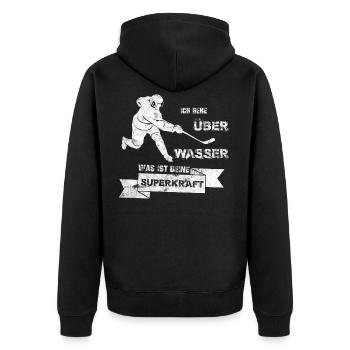 Eishockey Superkraft Junge Sport Deutschland Gesch - Unisex Premium Bio Zip Hoodie - Schwarz - Hinten - Nico (187cm)
