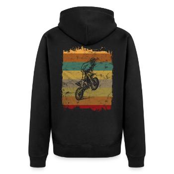Motocross vintage retro enduro motorcycle biker - Unisex Premium Organic Zip Hoodie - black - Back - Nico (187cm)