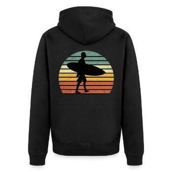 Surfen Surfboard Surfer Wellenreiter Retro - Unisex Premium Bio Zip Hoodie - Schwarz - Hinten - Nico (187cm)