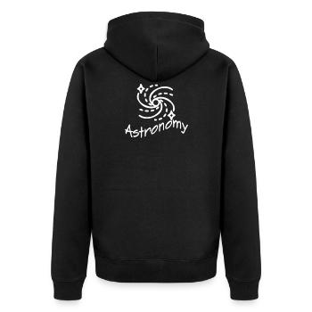 Astronomie - Unisex Premium Bio Zip Hoodie - Schwarz - Hinten - Nico (187cm)