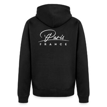 Paris - Unisex Premium Organic Zip Hoodie - black - Back - Nico (187cm)