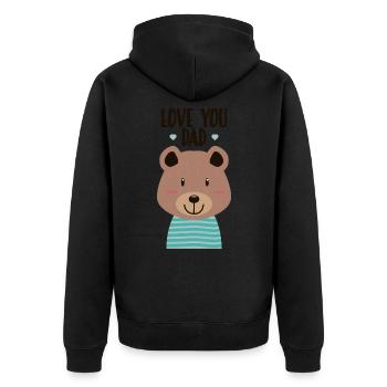 Papabär Hab dich lieb Papa - Unisex Premium Bio Zip Hoodie - Schwarz - Hinten - Nico (187cm)
