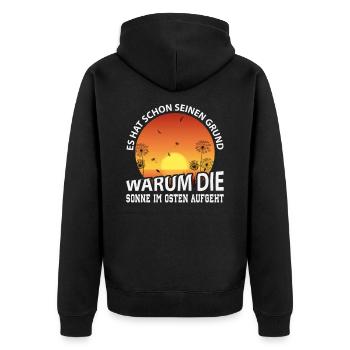 DDR Ossi Geschenk - Unisex Premium Bio Zip Hoodie - Schwarz - Hinten - Nico (187cm)