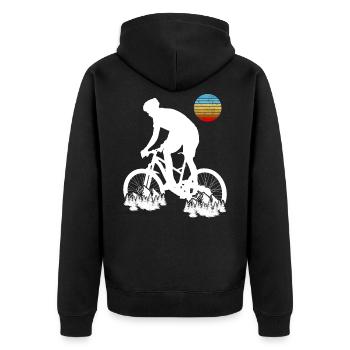 VTT Biker Retro Style Vintage Downhil - Veste à capuche bio Premium Unisexe - noir - Dos - Nico (187cm)