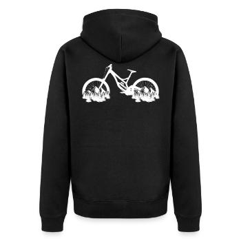 MTB Retro Mountainbike Geschenk Berge Downhill Wal - Unisex Premium Bio Zip Hoodie - Schwarz - Hinten - Nico (187cm)