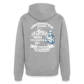 Landmaschinen Mechaniker Traktor & Landwirt - Unisex Premium Bio Zip Hoodie - Grau meliert - Hinten - Nico (187cm)