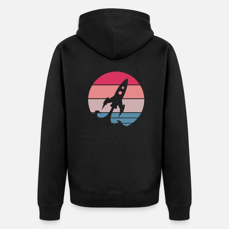 Rakete - Unisex Premium Bio Zip Hoodie - Schwarz