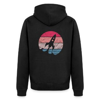 Rocket astronaut space space travel gift - Unisex Premium Organic Zip Hoodie - black - Back - Nico (187cm)
