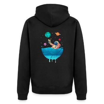 astronaut - Unisex Premium Organic Zip Hoodie - black - Back - Nico (187cm)