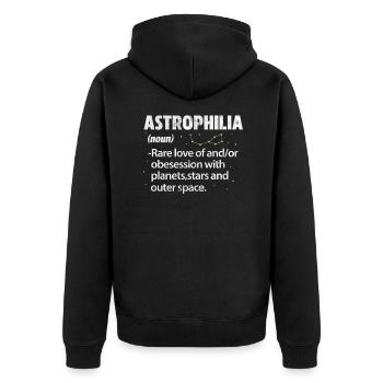 Astronomie - Unisex Premium Bio Zip Hoodie - Schwarz - Hinten - Nico (187cm)
