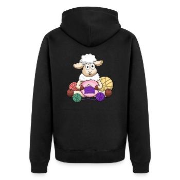 Crochet, crochet sheep, crochet sheep, yarn - Unisex Premium Organic Zip Hoodie - black - Back - Nico (187cm)