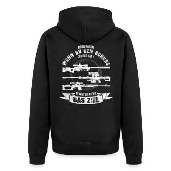 Sniper Scharfschütze Armee Geschenk Spruch Bundesw - Unisex Premium Bio Zip Hoodie - Schwarz - Hinten - Nico (187cm)