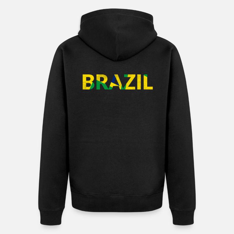Brésil, Brésil, Brésiliens, drapeau, drapeaux - Veste à capuche bio Premium Unisexe - noir