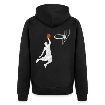 Basketball Dunk Basketballer Gift Vintage - Unisex Premium Organic Zip Hoodie - black - Back - Nico (187cm)