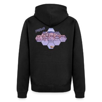 prag praha Prag Czech - Unisex Premium Bio Zip Hoodie - Schwarz - Hinten - Nico (187cm)
