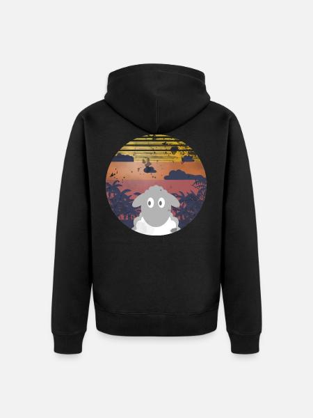 Schaf unter Palmen - Unisex Premium Bio Zip Hoodie - Schwarz