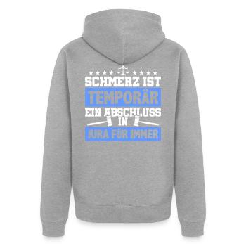 Jura Student - Unisex Premium Bio Zip Hoodie - Grau meliert - Hinten - Nico (187cm)