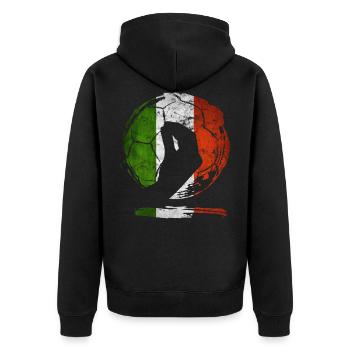 Italienische Flagge Fußball Handgeste - Unisex Premium Bio Zip Hoodie - Schwarz - Hinten - Nico (187cm)