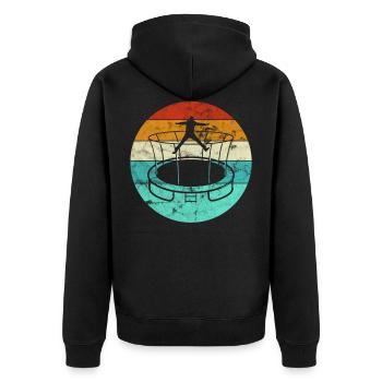 Trampolin - Unisex Premium Bio Zip Hoodie - Schwarz - Hinten - Nico (187cm)