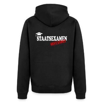 Staatsexamen Bestanden Abschluss Studium Geschenk - Unisex Premium Bio Zip Hoodie - Schwarz - Hinten - Nico (187cm)