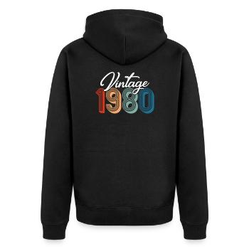 Vintage 1980 - Unisex Premium Organic Zip Hoodie - black - Back - Nico (187cm)