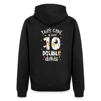 10. Geburtstag - Unisex Premium Bio Zip Hoodie - Schwarz - Hinten - Nico (187cm)