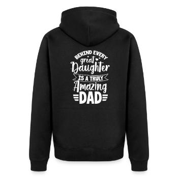 Vater und Tochter - Unisex Premium Bio Zip Hoodie - Schwarz - Hinten - Nico (187cm)