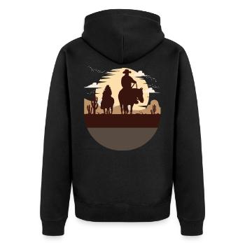 équitation western, reining, quarter horse - Veste à capuche bio Premium Unisexe - noir - Dos - Nico (187cm)