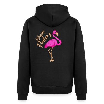 Flamant rose, flamant rose, flamants roses - Veste à capuche bio Premium Unisexe - noir - Dos - Nico (187cm)