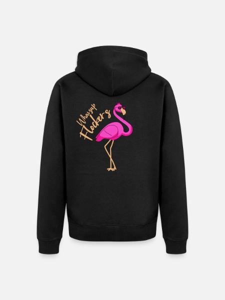 Flamingo, pink flamingo, flamingo flamingos - Unisex Premium Organic Zip Hoodie - black