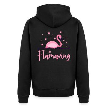 Flamant rose, costume de flamant rose, golf flamant rose - Veste à capuche bio Premium Unisexe - noir - Dos - Nico (187cm)