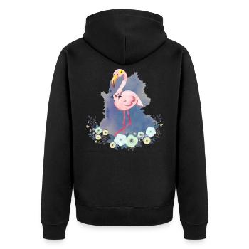 Flamant rose, flamants roses, flamants roses - Veste à capuche bio Premium Unisexe - noir - Dos - Nico (187cm)
